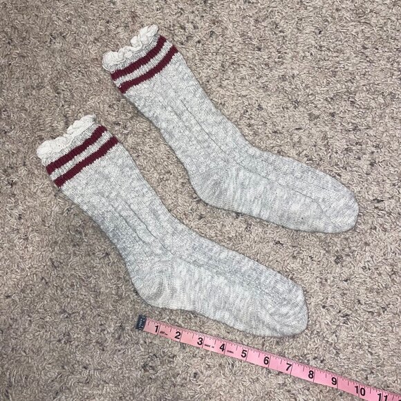 SOLD Cable Knit Lace Trim Socks - Picture 2 of 4